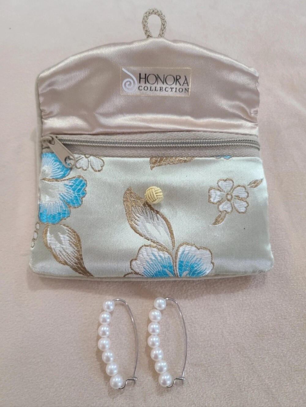 New Honora Cultured Pearl Stainless Steel Linear Wire Earrings W/Pouch